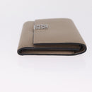 LOEWE Bifold Wallet Leather Beige Silver Auth 212160M-5