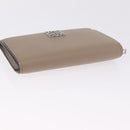 LOEWE Bifold Wallet Leather Beige Silver Auth 212160M-7