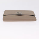 LOEWE Bifold Wallet Leather Beige Silver Auth 212160M-8