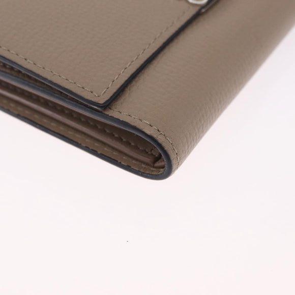 LOEWE Bifold Wallet Leather Beige Silver Auth 212160M