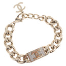 CHANEL Bracelet Metal Champagne Gold CC Auth 212168M-1