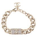 CHANEL Bracelet Metal Champagne Gold CC Auth 212168M-2
