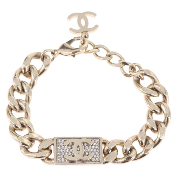 CHANEL Bracelet Metal Champagne Gold CC Auth 212168M