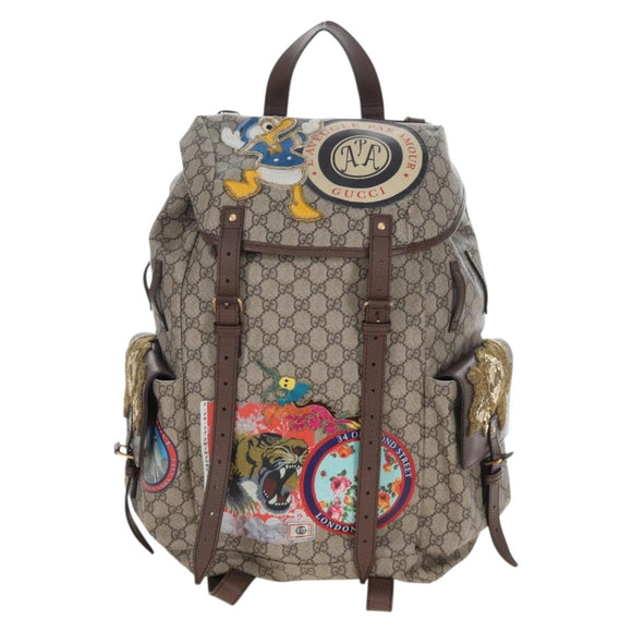 GUCCI GG Supreme Disney Collaboration Backpack PVC Beige 460029 Auth 212401SM