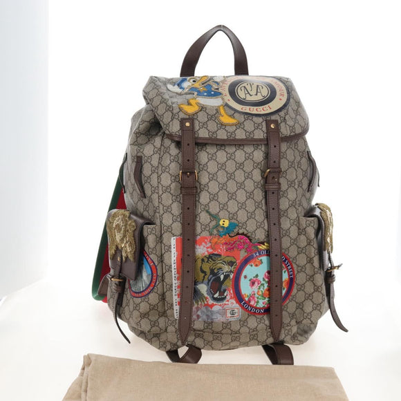 GUCCI GG Supreme Disney Collaboration Backpack PVC Beige 460029 Auth 212401SM