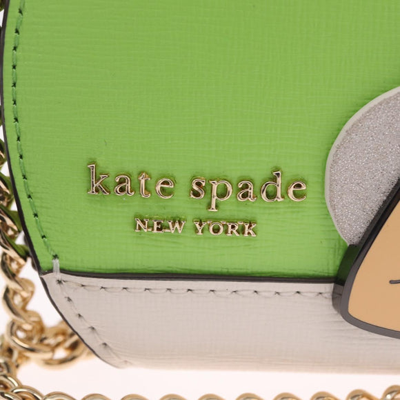 kate spade x Disney Tinkerbell Shoulder Bag Leather Green Gold Auth 212407M