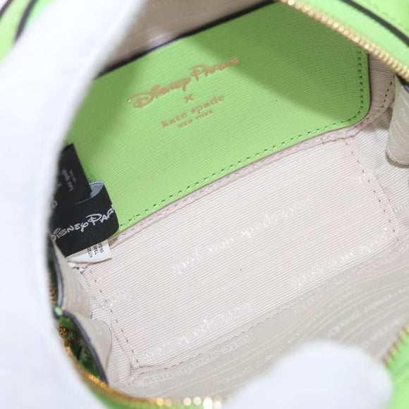 kate spade x Disney Tinkerbell Shoulder Bag Leather Green Gold Auth 212407M
