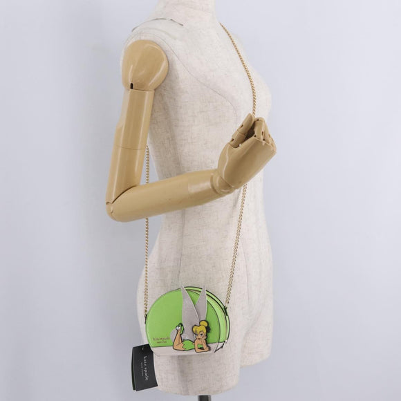 kate spade x Disney Tinkerbell Shoulder Bag Leather Green Gold Auth 212407M