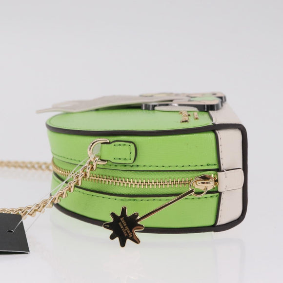 kate spade x Disney Tinkerbell Shoulder Bag Leather Green Gold Auth 212407M