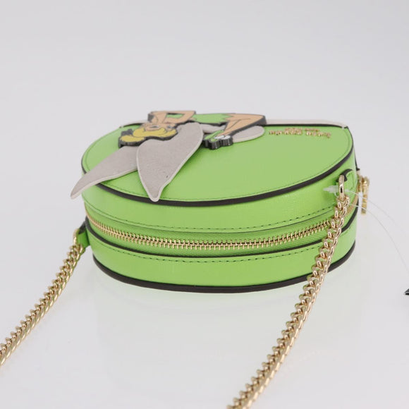 kate spade x Disney Tinkerbell Shoulder Bag Leather Green Gold Auth 212407M