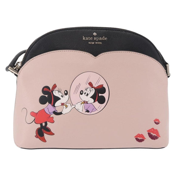 kate spade x Disney Minnie Mouse Shoulder Bag Leather Pink Gold Auth 212409A