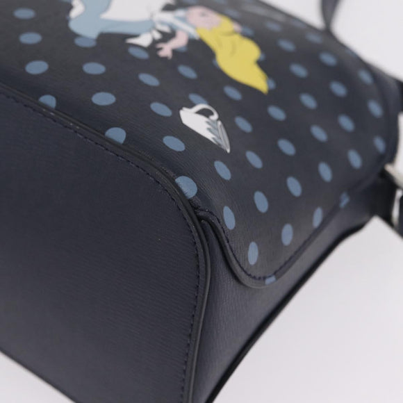 kate spade x Disney Alice in Wonderland Bag Leather Navy Silver Auth 212411M