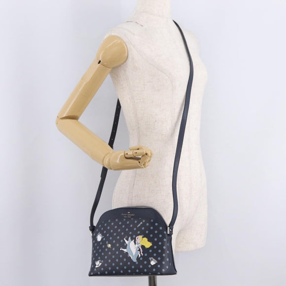 kate spade x Disney Alice in Wonderland Bag Leather Navy Silver Auth 212411M