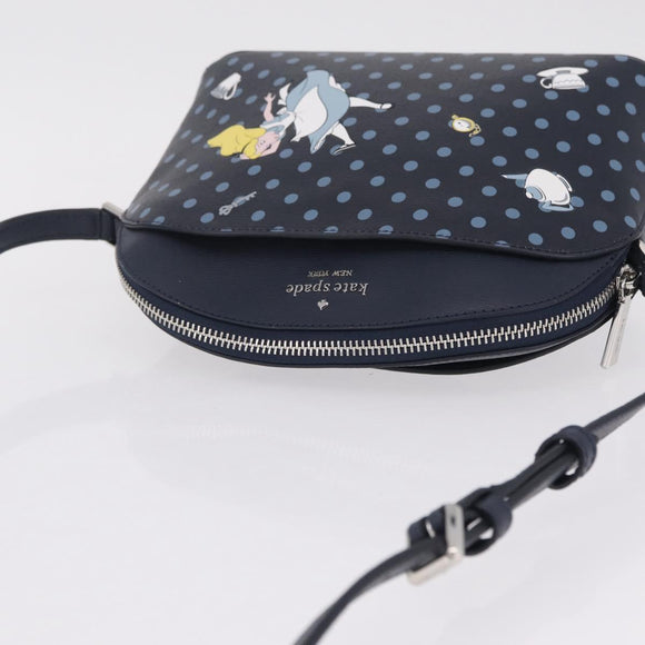 kate spade x Disney Alice in Wonderland Bag Leather Navy Silver Auth 212411M
