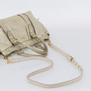 Miu Miu Hand Bag Leather 2way Beige Gold Auth 212414A-12