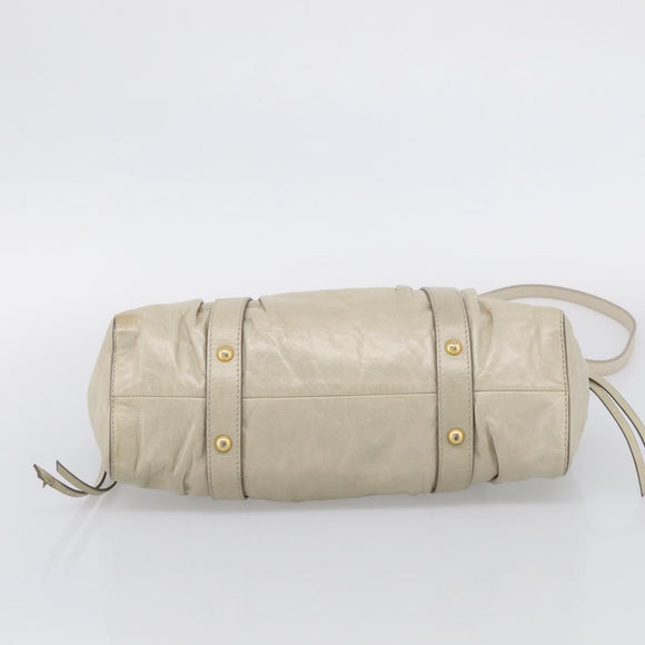 Miu Miu Hand Bag Leather 2way Beige Gold Auth 212414A