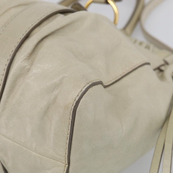 Miu Miu Hand Bag Leather 2way Beige Gold Auth 212414A