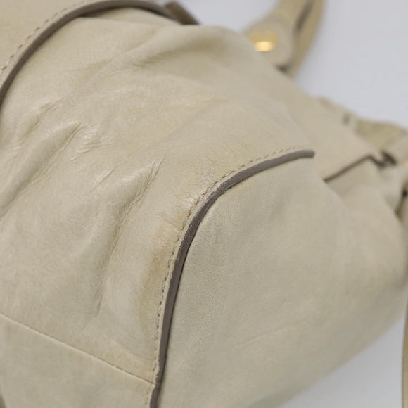 Miu Miu Hand Bag Leather 2way Beige Gold Auth 212414A