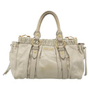 Miu Miu Hand Bag Leather 2way Beige Gold Auth 212414A-2