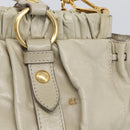 Miu Miu Hand Bag Leather 2way Beige Gold Auth 212414A-20