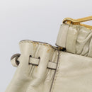 Miu Miu Hand Bag Leather 2way Beige Gold Auth 212414A-21