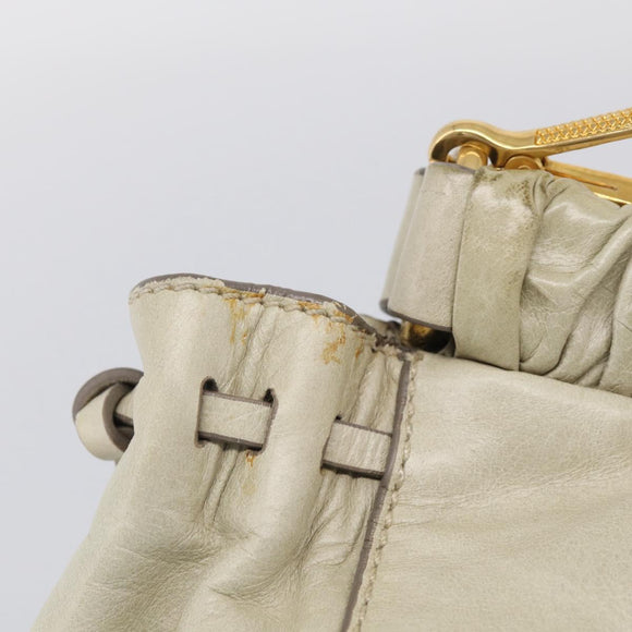 Miu Miu Hand Bag Leather 2way Beige Gold Auth 212414A