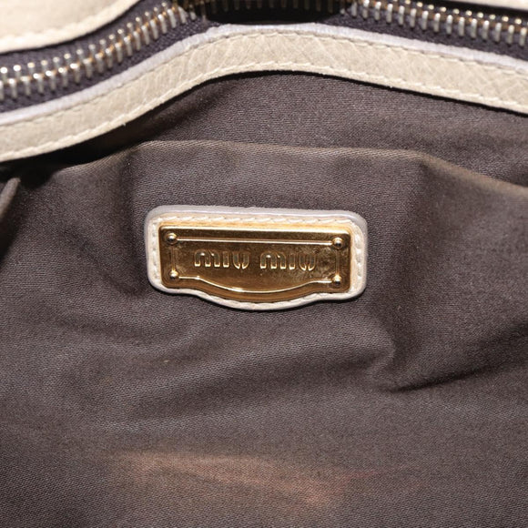 Miu Miu Hand Bag Leather 2way Beige Gold Auth 212414A
