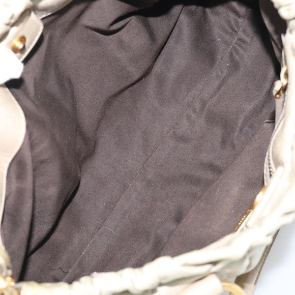 Miu Miu Hand Bag Leather 2way Beige Gold Auth 212414A
