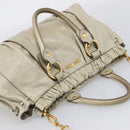 Miu Miu Hand Bag Leather 2way Beige Gold Auth 212414A-7