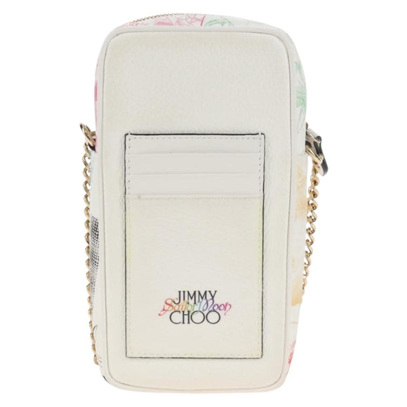Jimmy Choo Shoulder Bag Leather White Gold Auth 212415SM