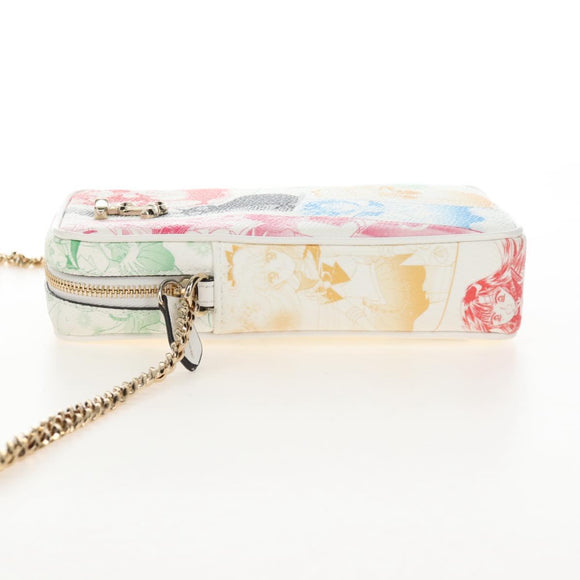 Jimmy Choo Shoulder Bag Leather White Gold Auth 212415SM