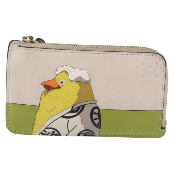 LOEWE × Studio Ghibli Ootori-sama Card Case Leather Beige Gold Auth 212417M