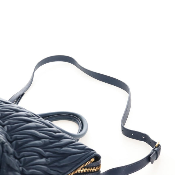 Miu Miu Matelasse Hand Bag Leather 2way Blue Gold Auth 212419M