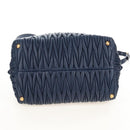 Miu Miu Matelasse Hand Bag Leather 2way Blue Gold Auth 212419M-15