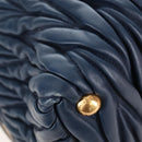 Miu Miu Matelasse Hand Bag Leather 2way Blue Gold Auth 212419M-16