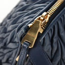 Miu Miu Matelasse Hand Bag Leather 2way Blue Gold Auth 212419M-21