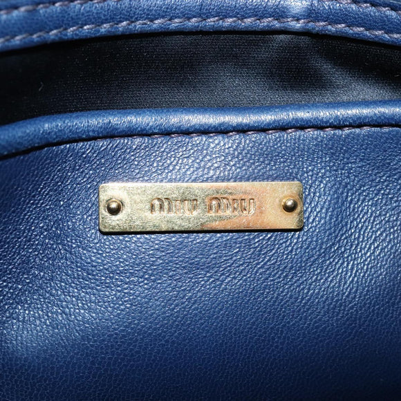Miu Miu Matelasse Hand Bag Leather 2way Blue Gold Auth 212419M