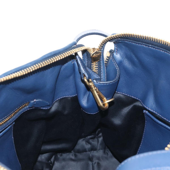 Miu Miu Matelasse Hand Bag Leather 2way Blue Gold Auth 212419M