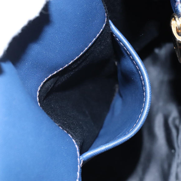 Miu Miu Matelasse Hand Bag Leather 2way Blue Gold Auth 212419M