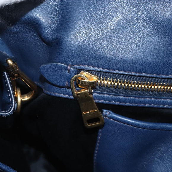 Miu Miu Matelasse Hand Bag Leather 2way Blue Gold Auth 212419M