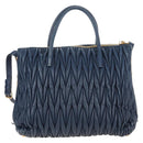 Miu Miu Matelasse Hand Bag Leather 2way Blue Gold Auth 212419M-3