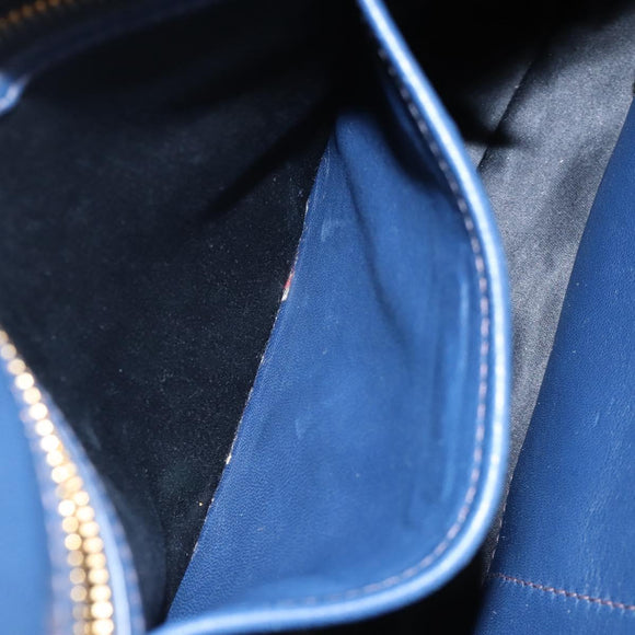 Miu Miu Matelasse Hand Bag Leather 2way Blue Gold Auth 212419M