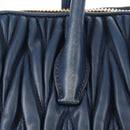 Miu Miu Matelasse Hand Bag Leather 2way Blue Gold Auth 212419M-4