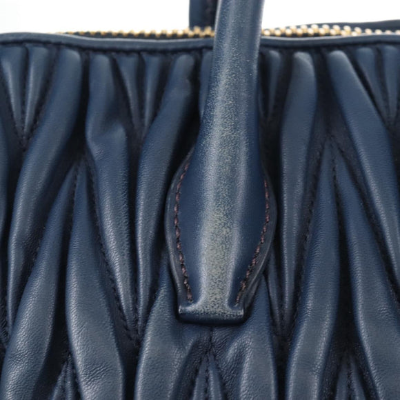 Miu Miu Matelasse Hand Bag Leather 2way Blue Gold Auth 212419M