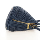 Miu Miu Matelasse Hand Bag Leather 2way Blue Gold Auth 212419M-6