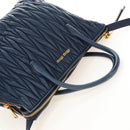 Miu Miu Matelasse Hand Bag Leather 2way Blue Gold Auth 212419M-8