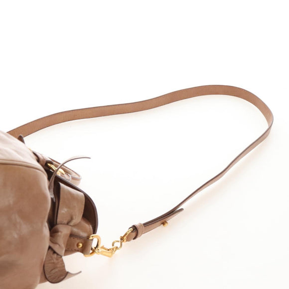 Miu Miu Hand Bag Leather 2way Beige Gold Auth 212421M