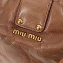 Miu Miu Hand Bag Leather 2way Beige Gold Auth 212421M-18