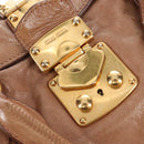 Miu Miu Hand Bag Leather 2way Beige Gold Auth 212421M-20