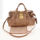 Miu Miu Hand Bag Leather 2way Beige Gold Auth 212421M-34